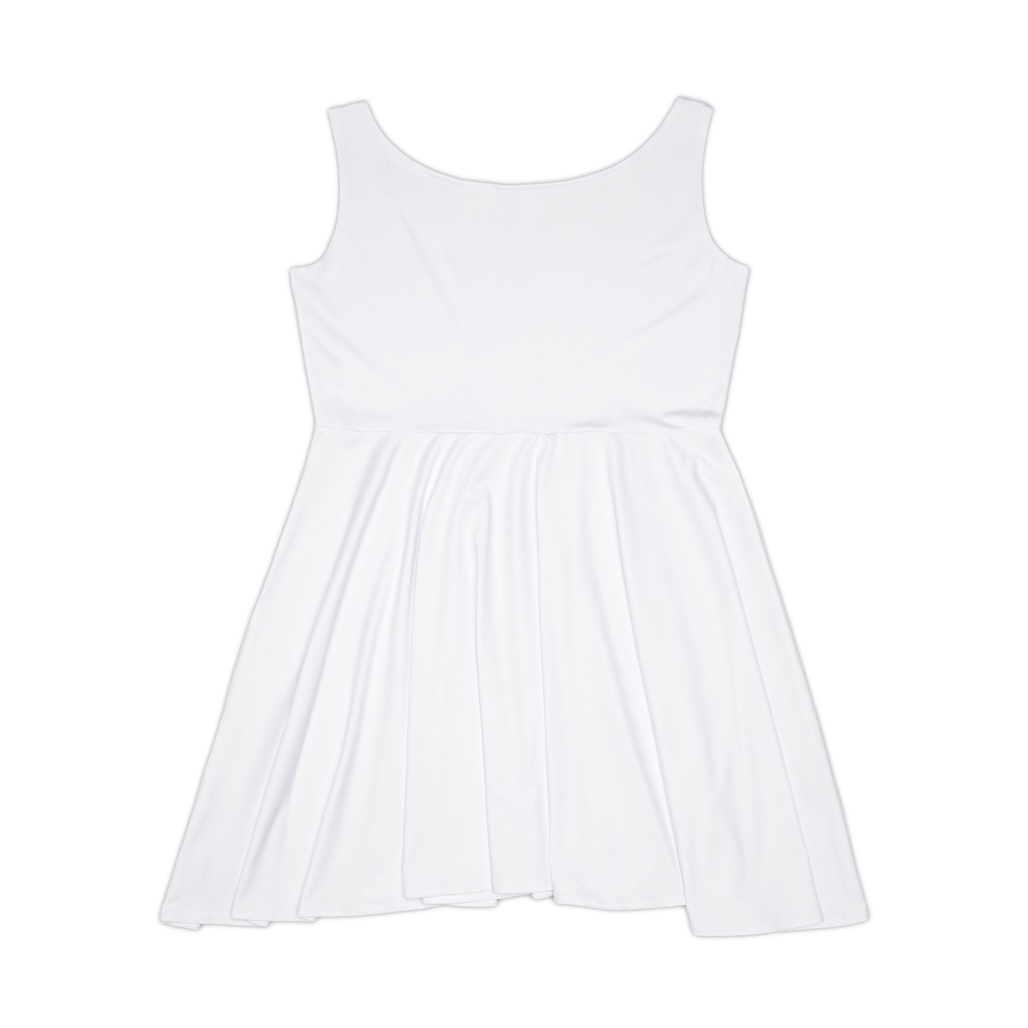 White Skater Dress with Small Floral Chest Logo – Women's Casual Summer Dress