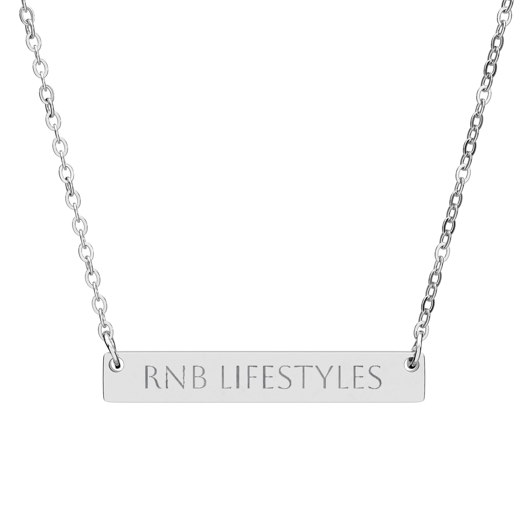 Engraved Horizontal Bar Necklace — Personalized Minimalist Name Pendant