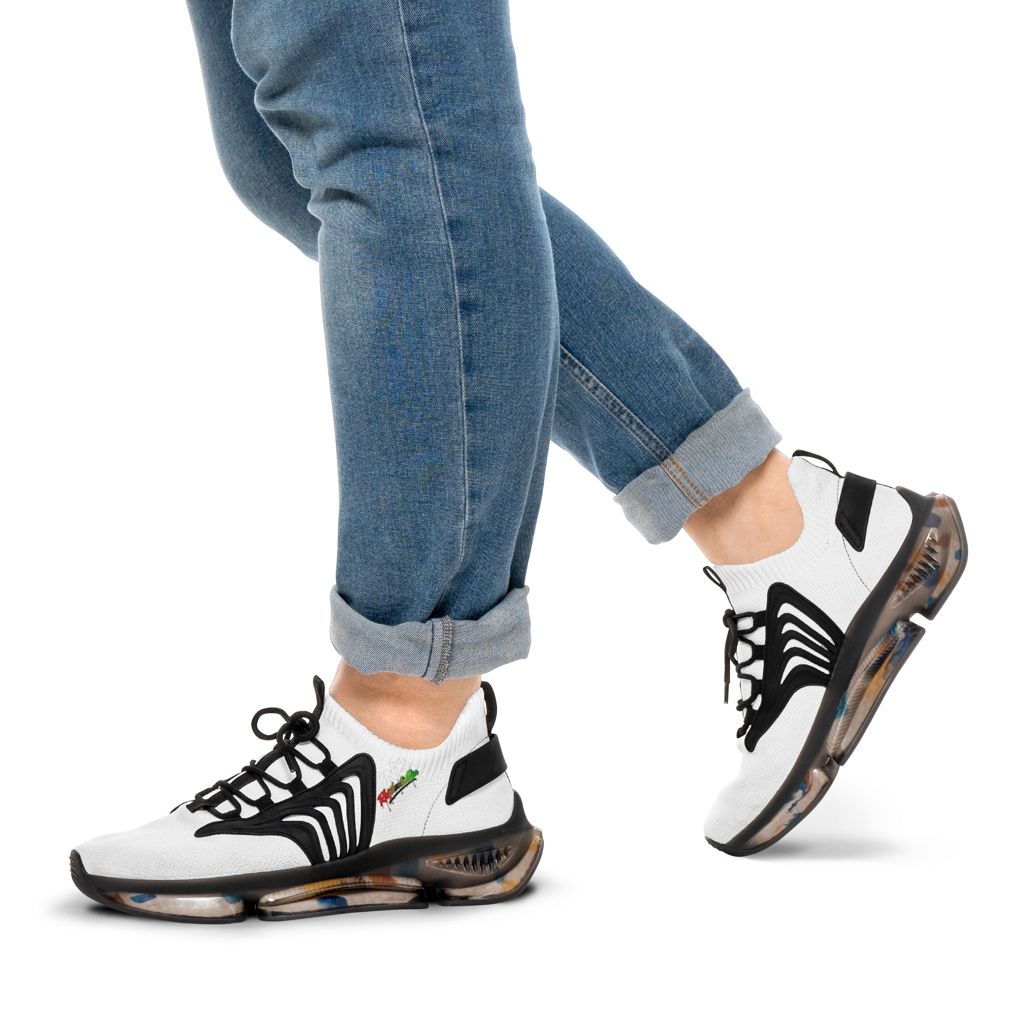 Men's White Mesh Athletic Sneakers — Lightweight Breathable Running Shoes