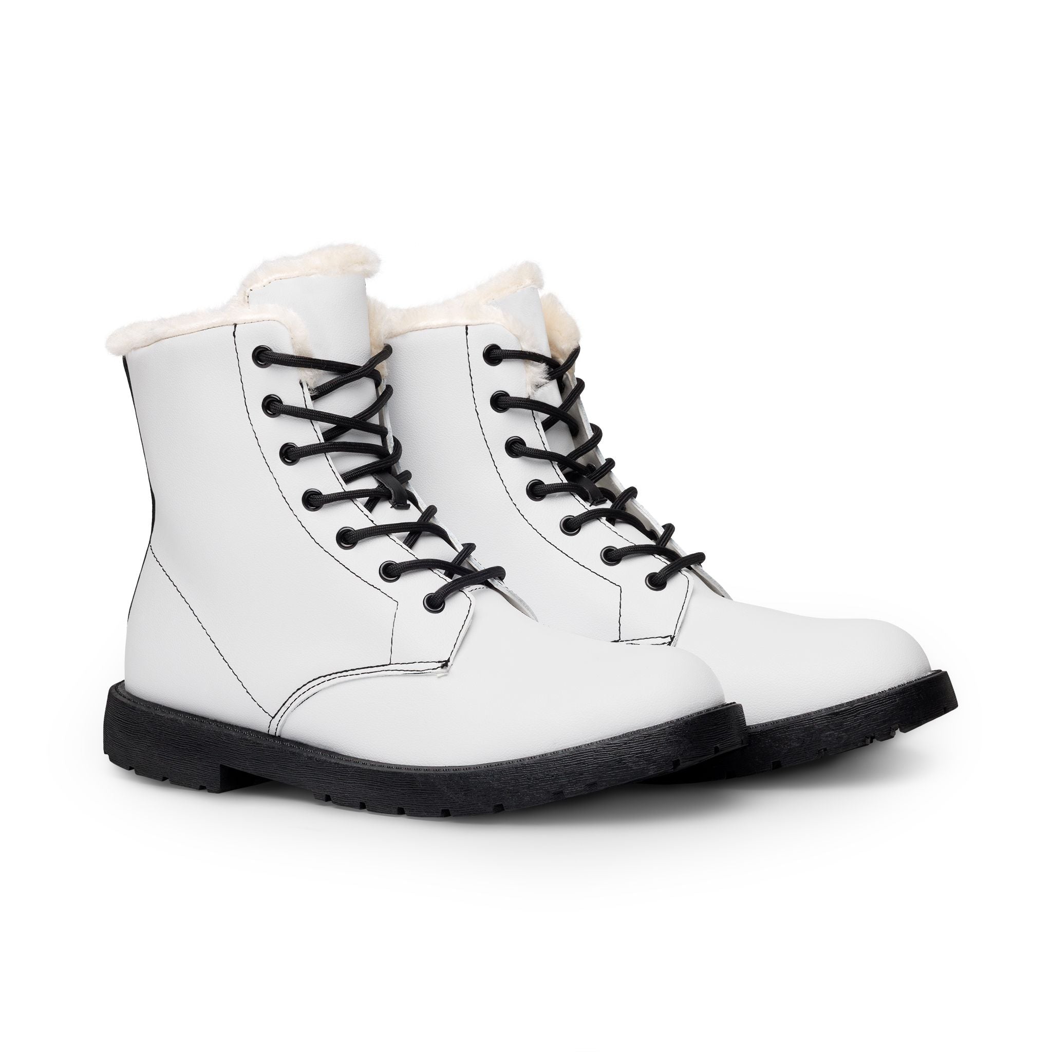 Women's Fur-Lined Leather Lace-Up Boots — Warm Winter Ankle Boots