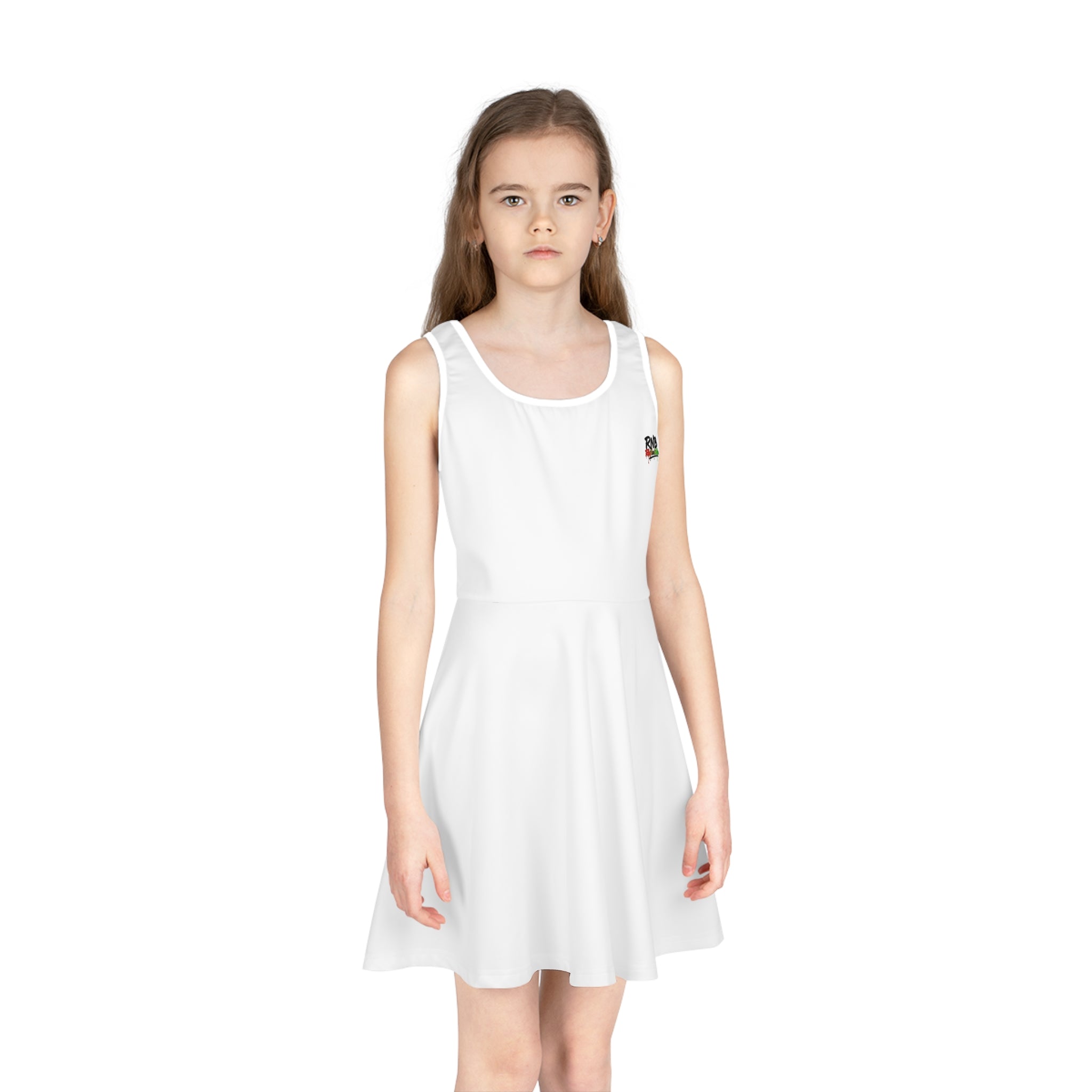 Girls' Floral Heart Sundress — Cute 'Love' Chest Patch Sleeveless Dress