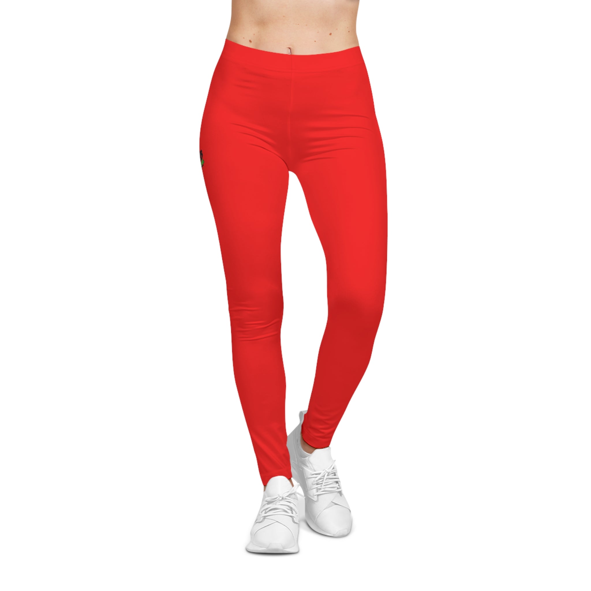 Red Graphic Women's Leggings — Casual All-Over Print