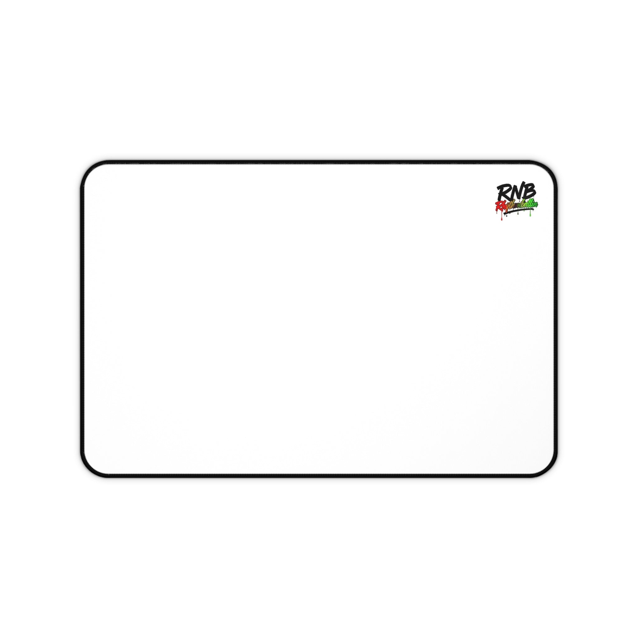Desk Mat — Minimal White Gaming/Office Mousepad with 'RNB' Logo (Clean Modern Desk Mat)