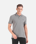 Textured Polo T-Shirt with Contrast Piping