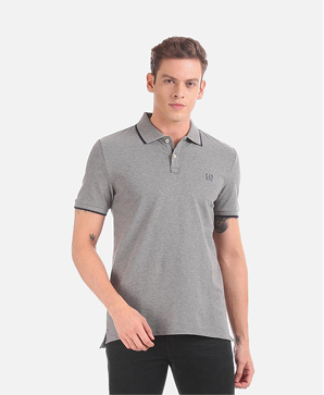 Textured Polo T-Shirt with Contrast Piping